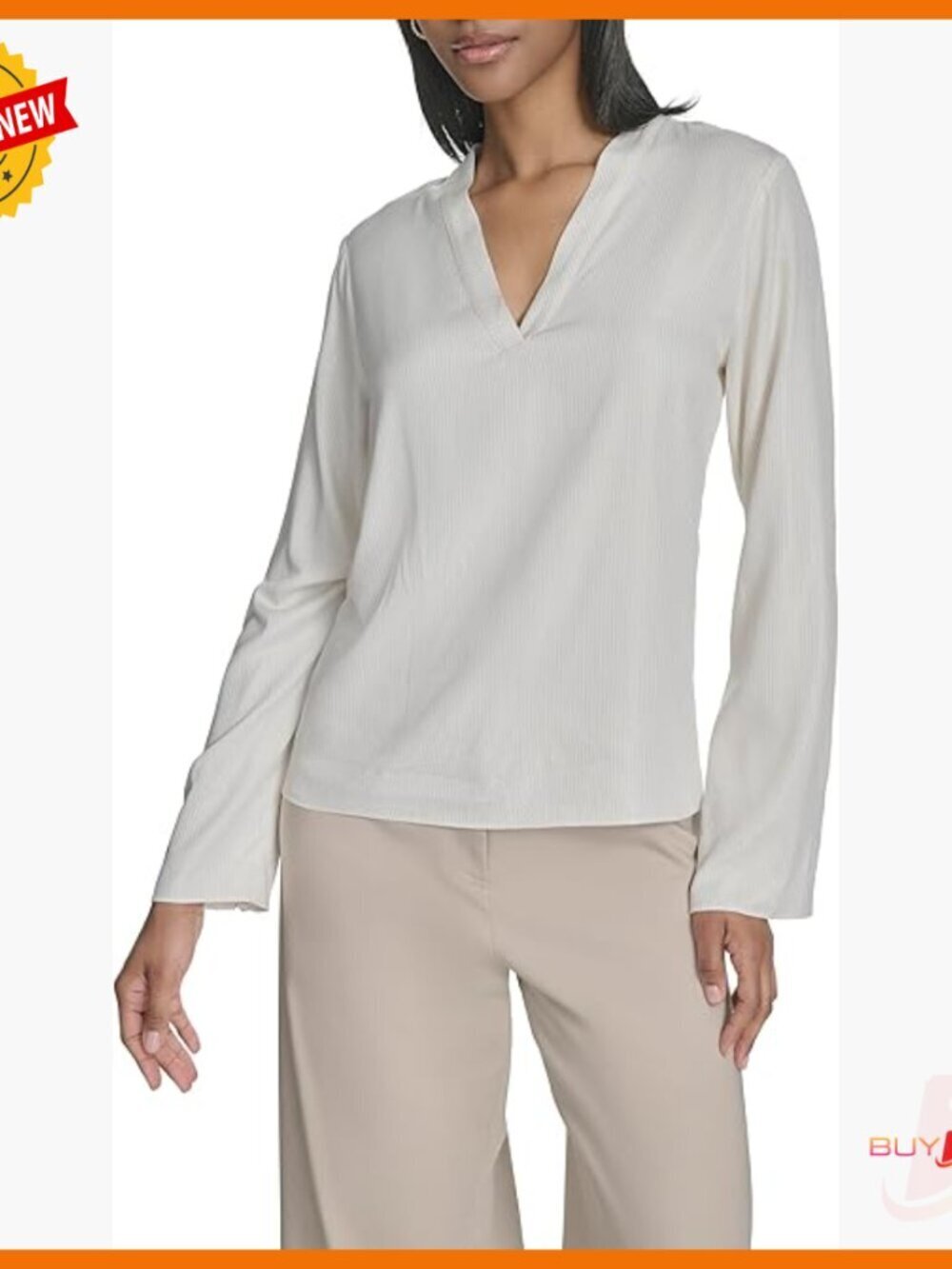 Long Sleeve V-Neck Loose Fit Blouse Top Essential Wardrobe